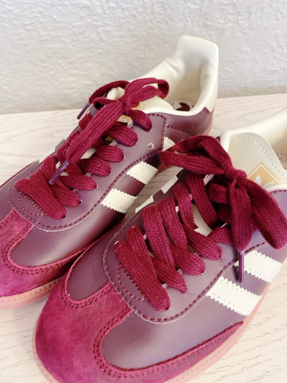 NEW Adidas original Samba Burgundy White maroon Gum Low-Top Sneakers womens 7 - Picture 10 of 10